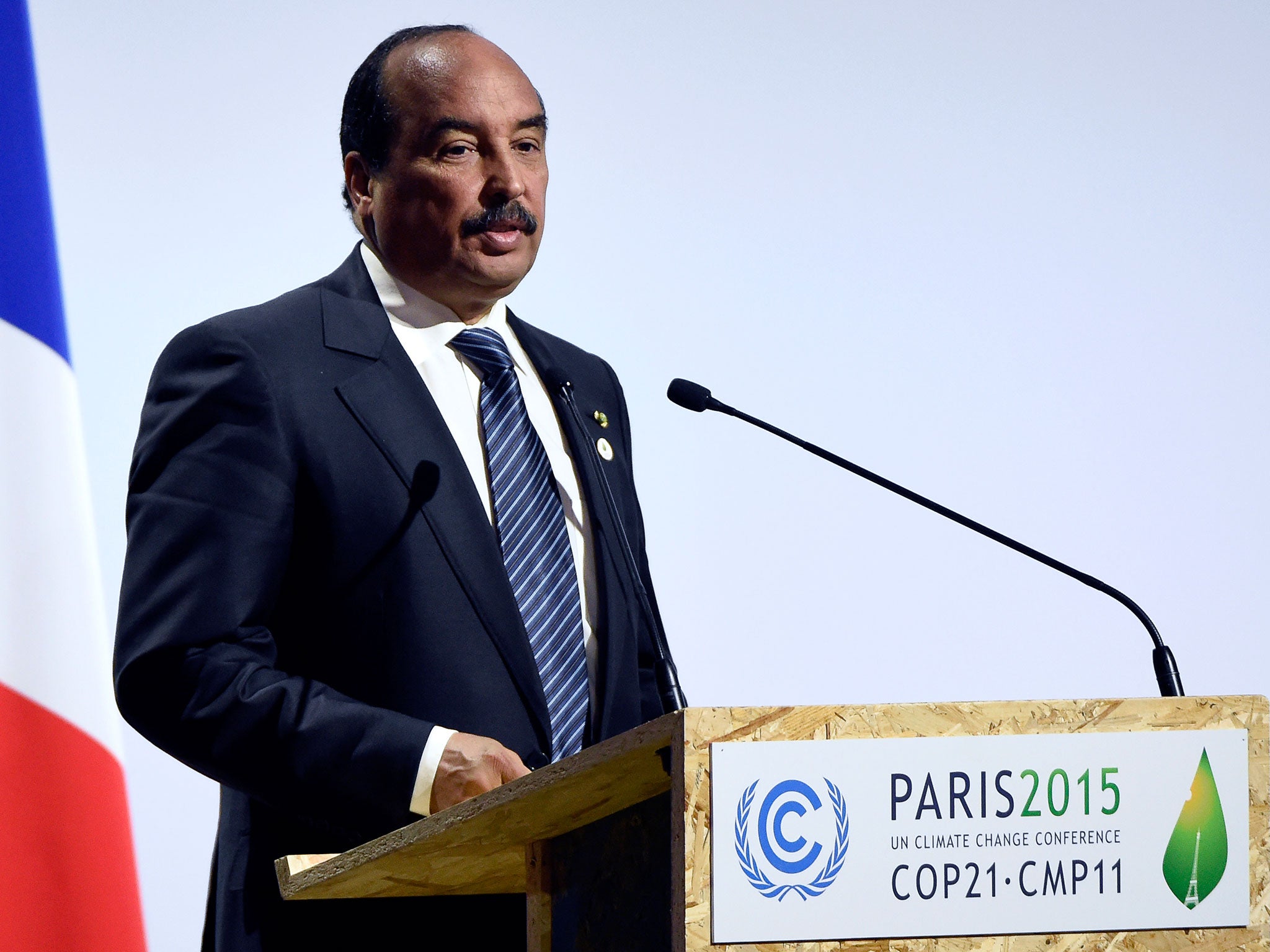 Mohamed Ould Abdel Aziz speaking during the world climate change conference