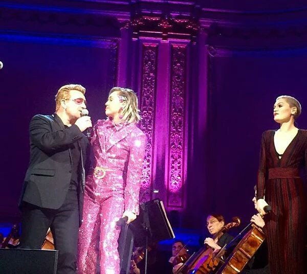 Bono and Miley Cyrus performed together at the One celebration