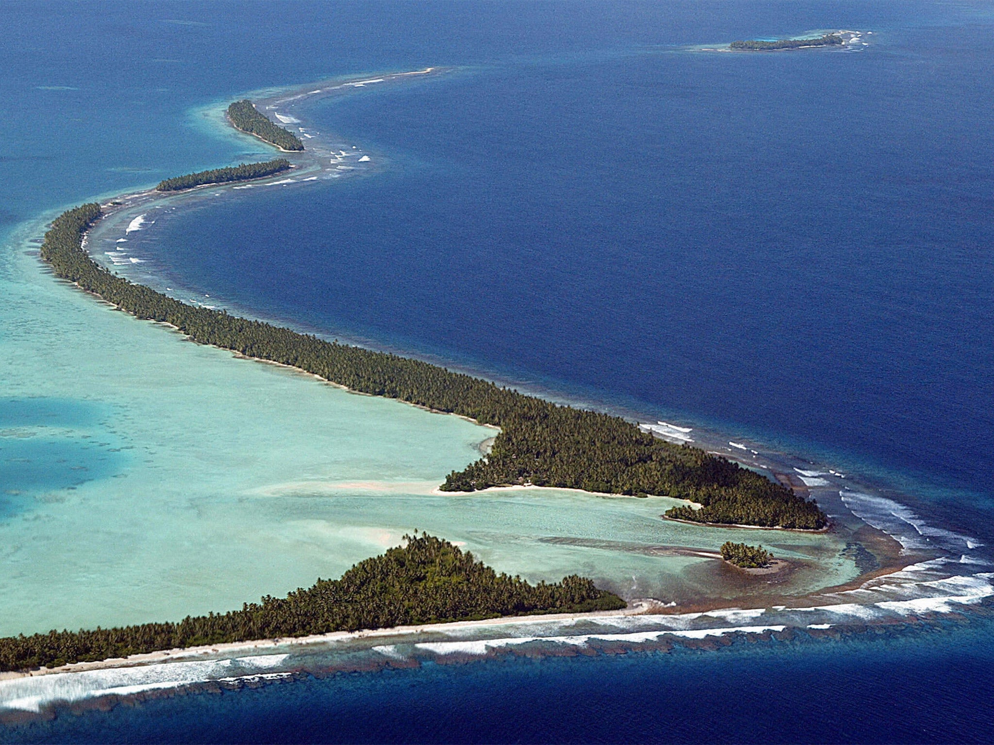 Funafuti atoll, Tuvalu’s most populated; the country’s population has declined by 15 per cent