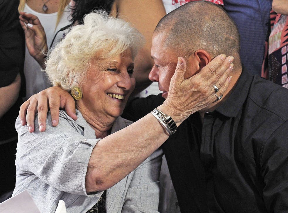 Mario Bravo and Estela de Carlotto, the head of the organisation that reunited him with his mother