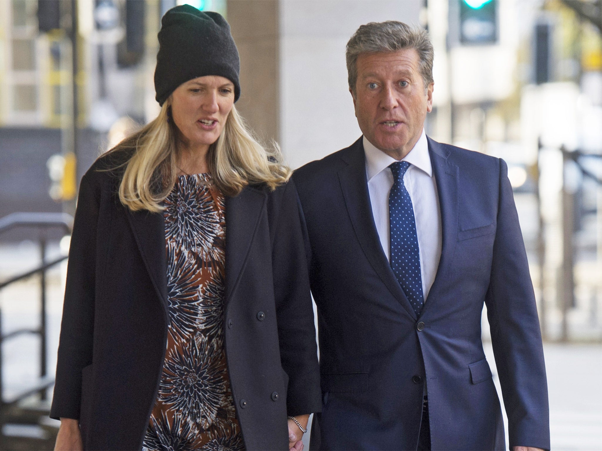Neil Fox and his wife Vicky outside Westminster Magistrates Court. The DJ denies all charges