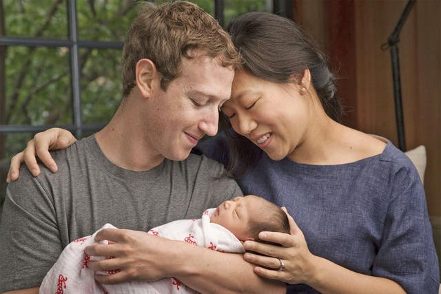 Mark Zuckerberg and Priscilla Chan announced the birth of their daughter, Max, with a pledge to give away, gradually, 99 per cent of their shares in Facebook