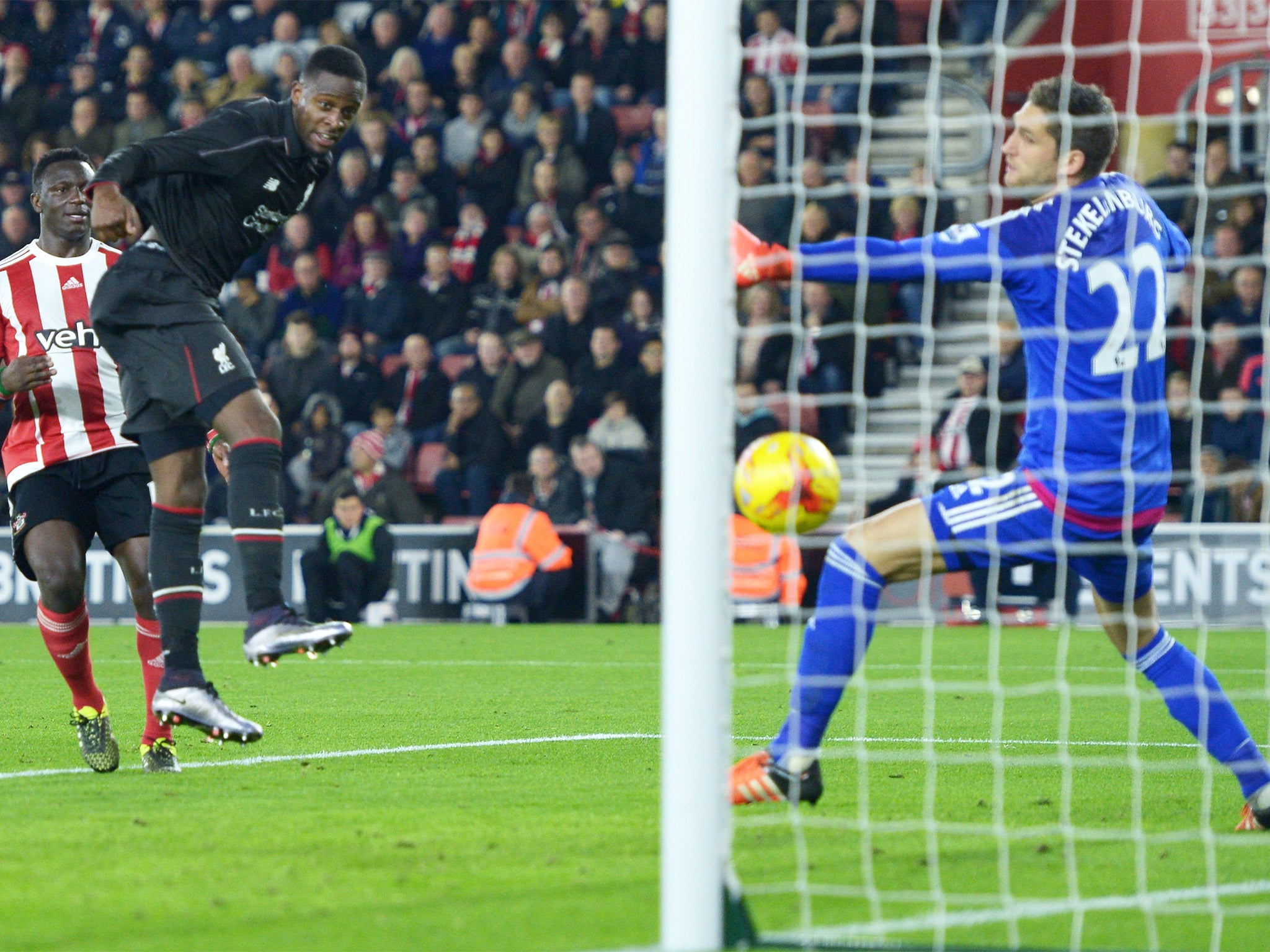 Divock Origi scores Liverpool's sixth goal of the game