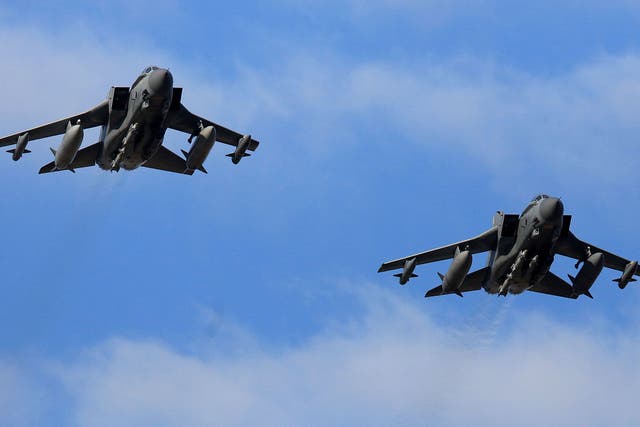 RAF Tornados return to RAF Akrotiri after a sortie on December 3, 2015 in Akrotiri, Cyprus