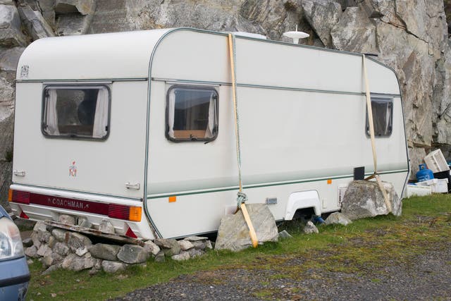 There is eloquent inventiveness in the caravan owner's employment of heavy rocks to stop his vehicle being blown away in storms