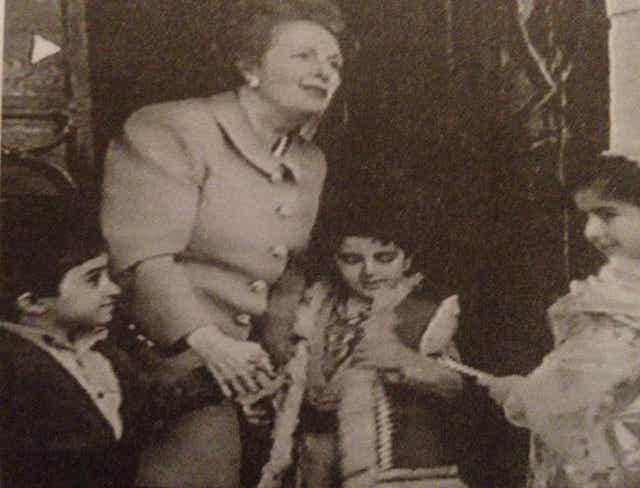 Ranj (far left) meets Margaret Thatcher as a child