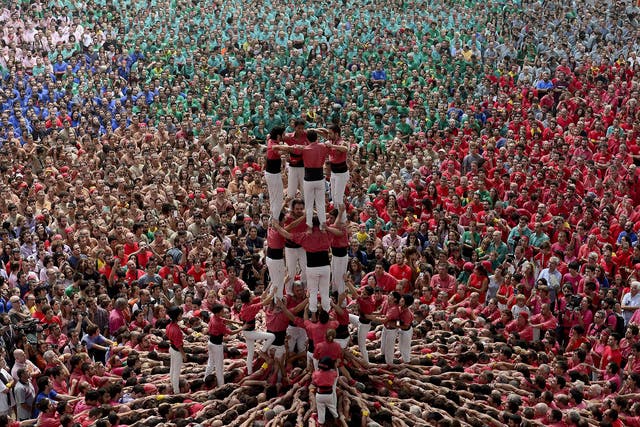 A human tower is formed in Tarragona, Spain