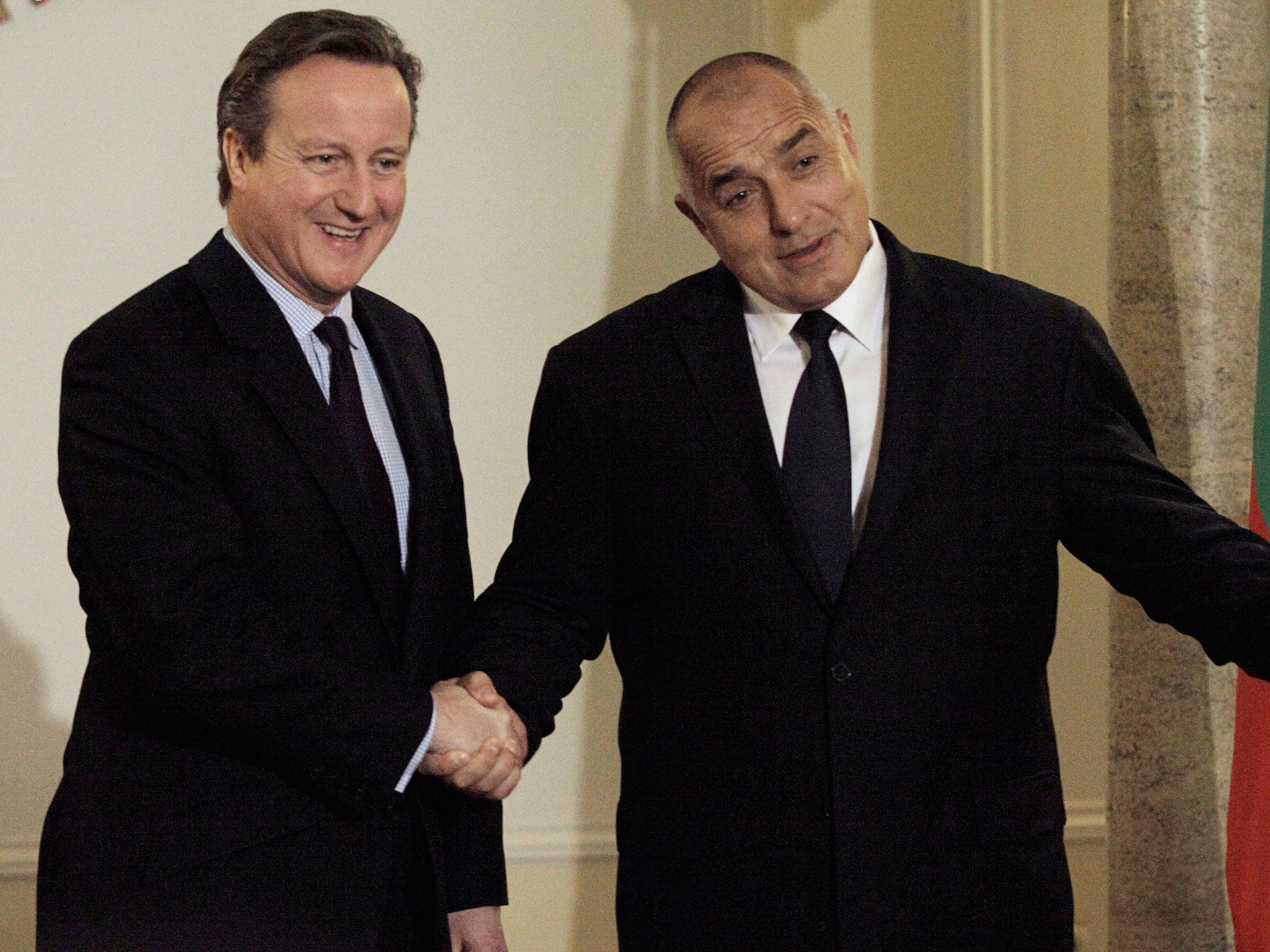 David Cameron, with the Bulgarian Prime Minister Boyko Borisov, in Sofia