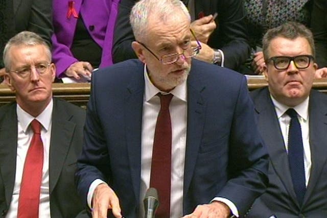 Labour Party leader Jeremy Corbyn  speaking during the debate in the House of Commons on extending the bombing campaign against Islamic State to Syria