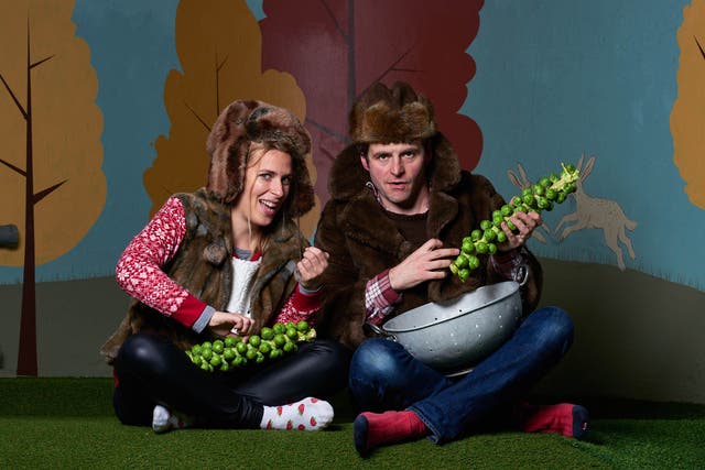 Sara Pascoe and Will Adamsdale, comedians, at the Battersea Arts Centre, London