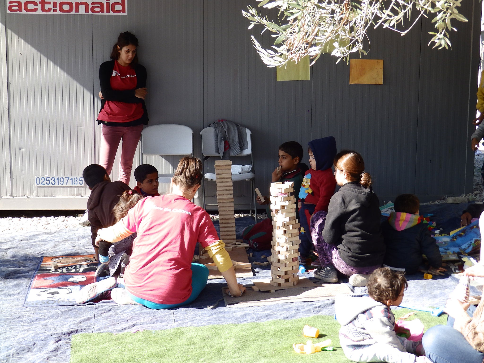 Children play at a centre run by Save the Children at Kara Tepe refugee camp, Lesbos, in November 2015