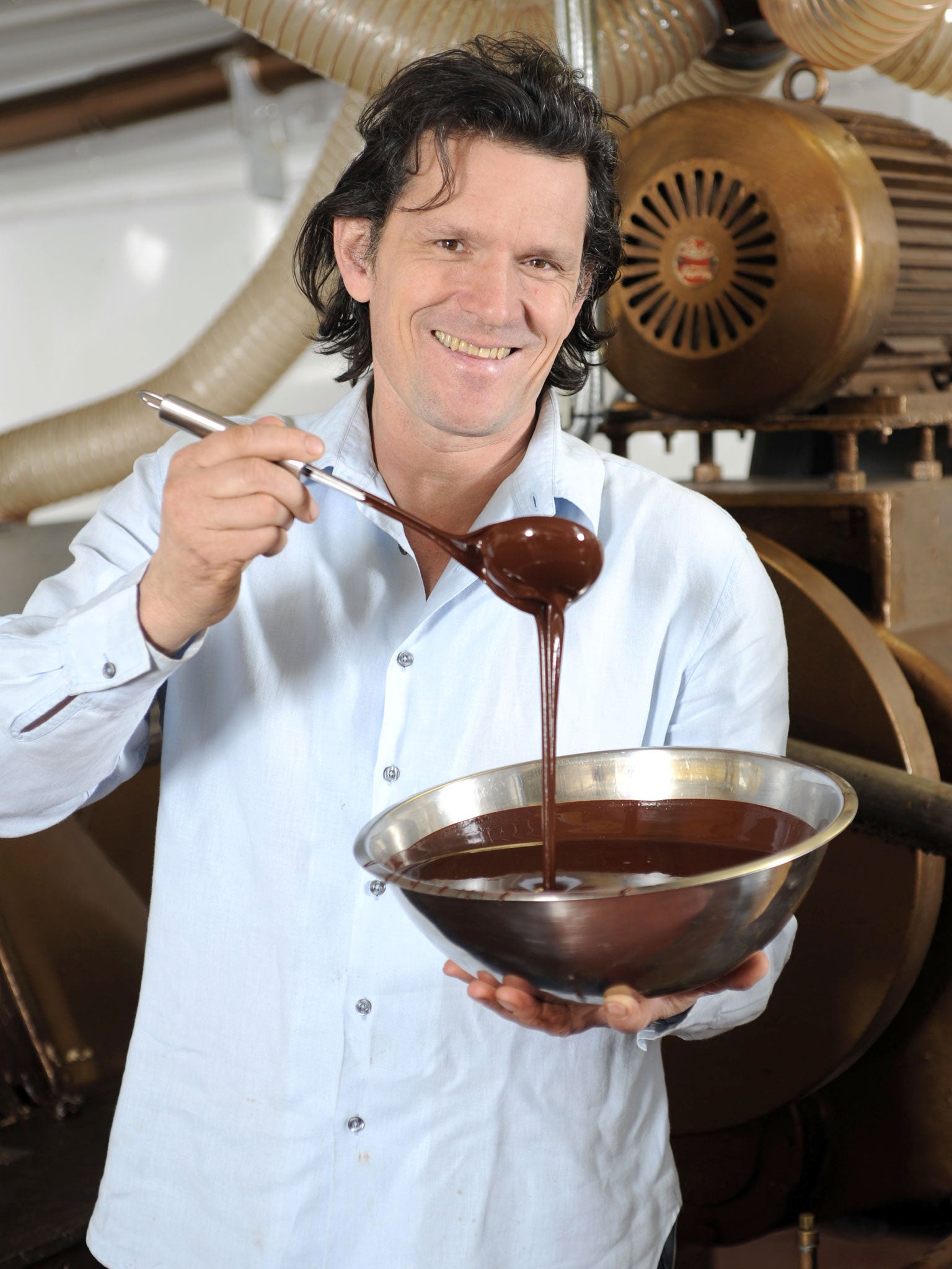 Willie Harcourt-Cooze at his chocolate factory in Uffculme, Devon