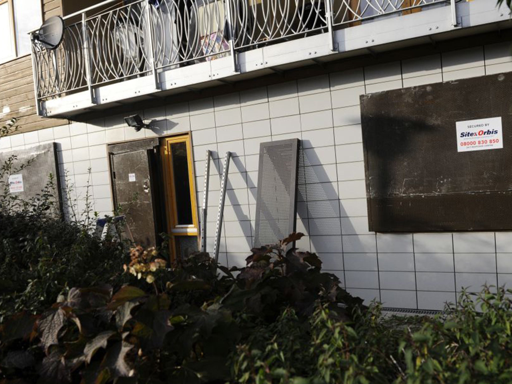 The boarded-up property in Lambeth