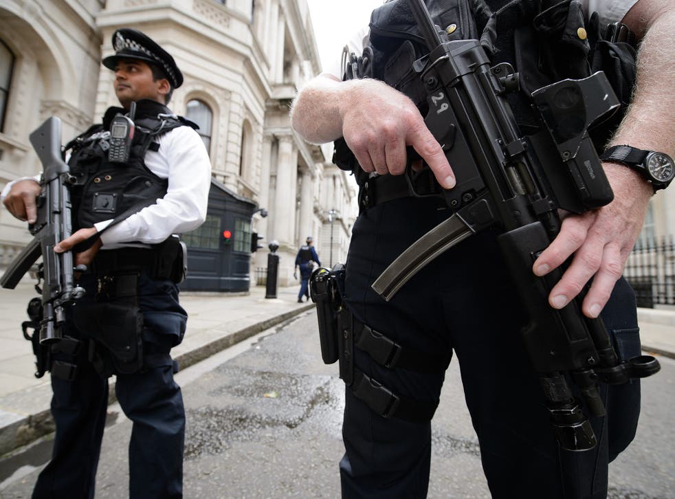 Armed police officers in central London