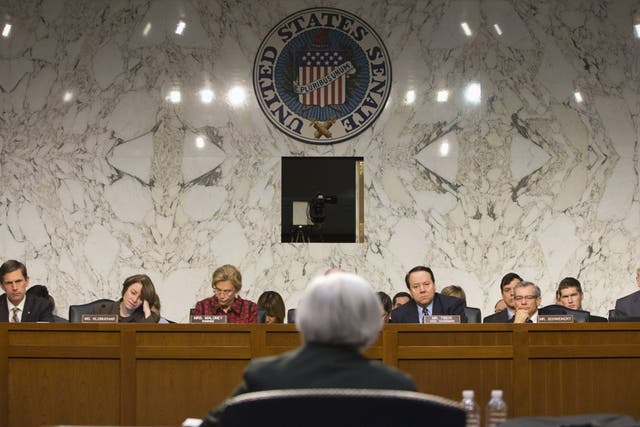 Janet Yellen, the Federal Reserve Board chair, testifies in front of US Congress's Joint Economic Committee on Friday