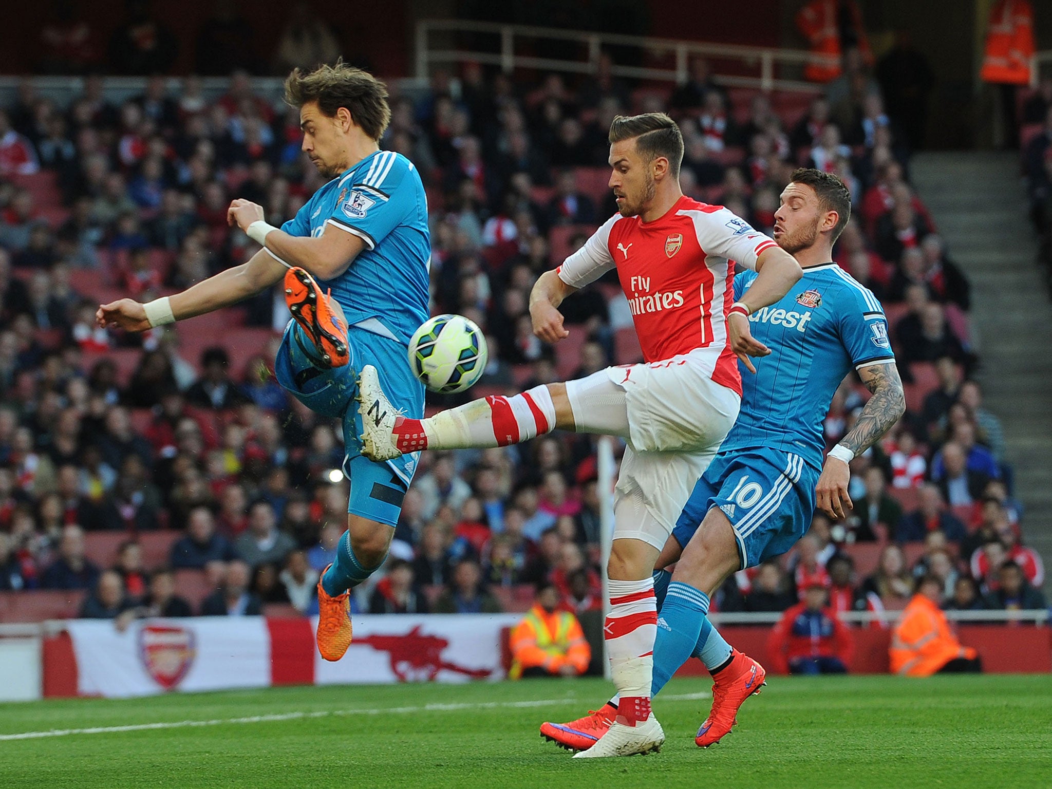 Aaron Ramsey in action for Arsenal against Sunderland