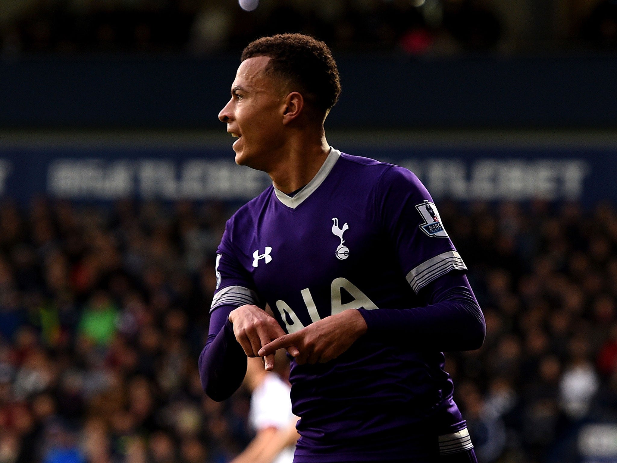 Dele Alli celebrates his goal for Tottenham against West Brom