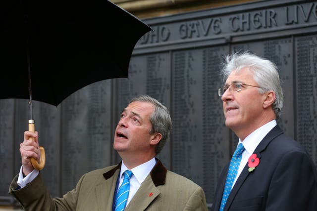 Ukip leader Nigel Farage, left, with Oldham West candidate John Bickley, who lost out to Labour's Jim McMahon in the by-election