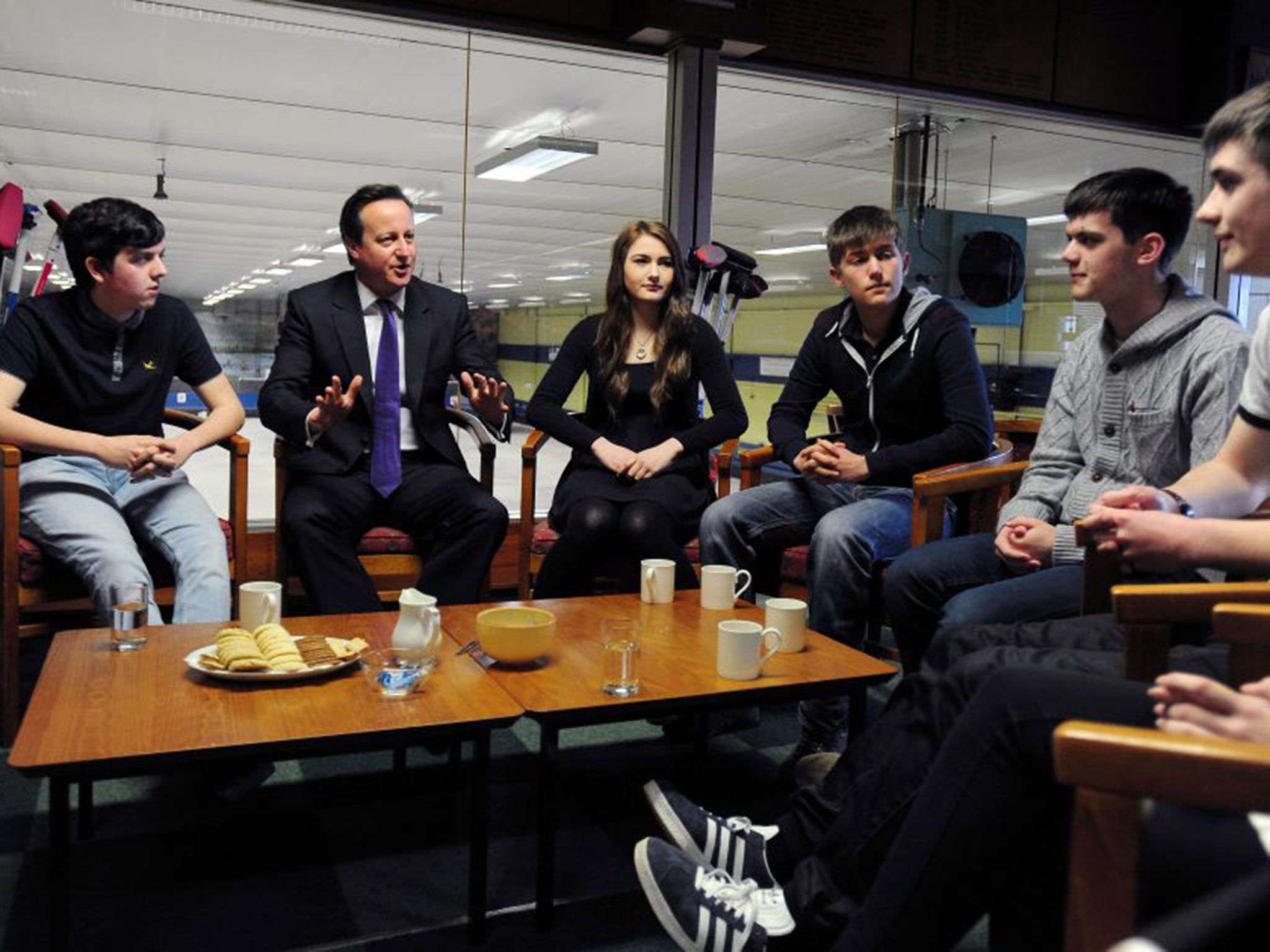 David Cameron with young voters before the Scottish referendum, in which 16-year-olds could vote