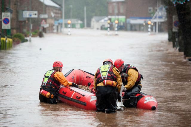Flooding in Cumbria, which has been given a‘red warning area’ label by the Met Office
