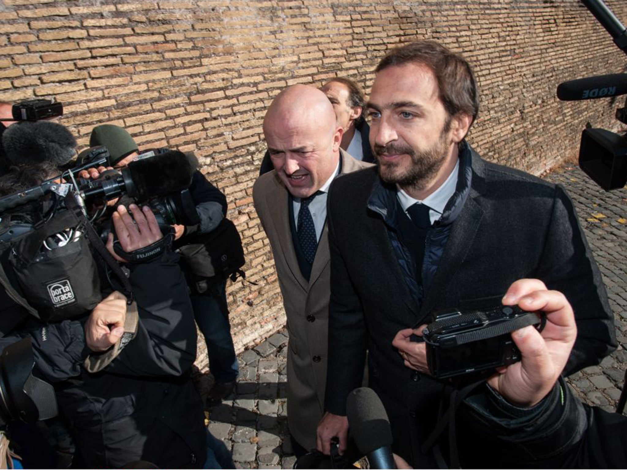Gianluigi Nuzzi arrives for the trial
