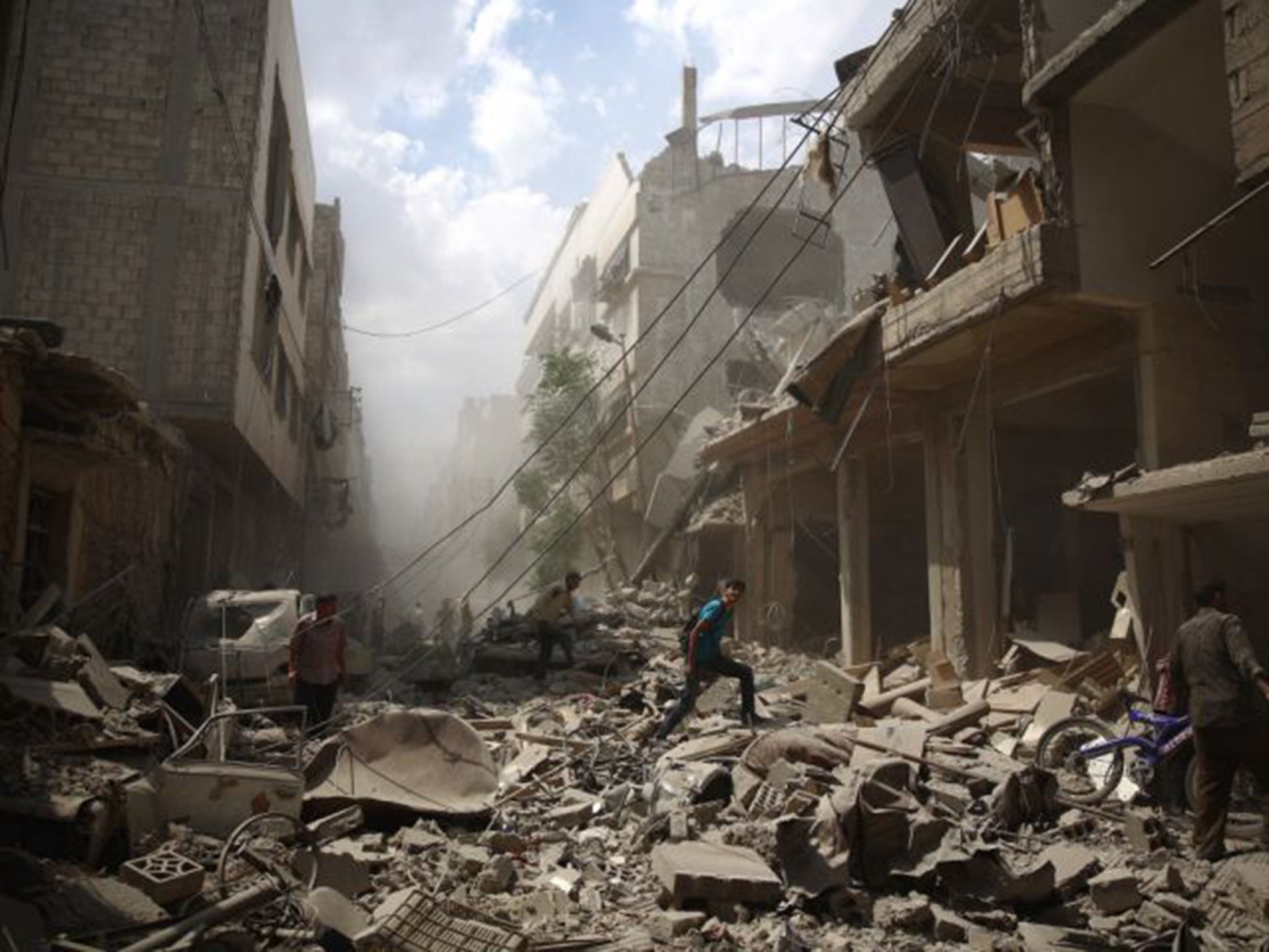 Destruction in Douma, just five miles from Damascus