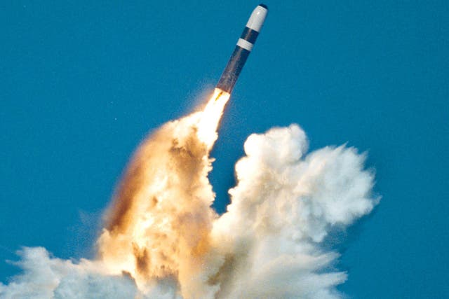 A Trident Ii, Or D-5 Missile, launched from an Ohio-class submarine