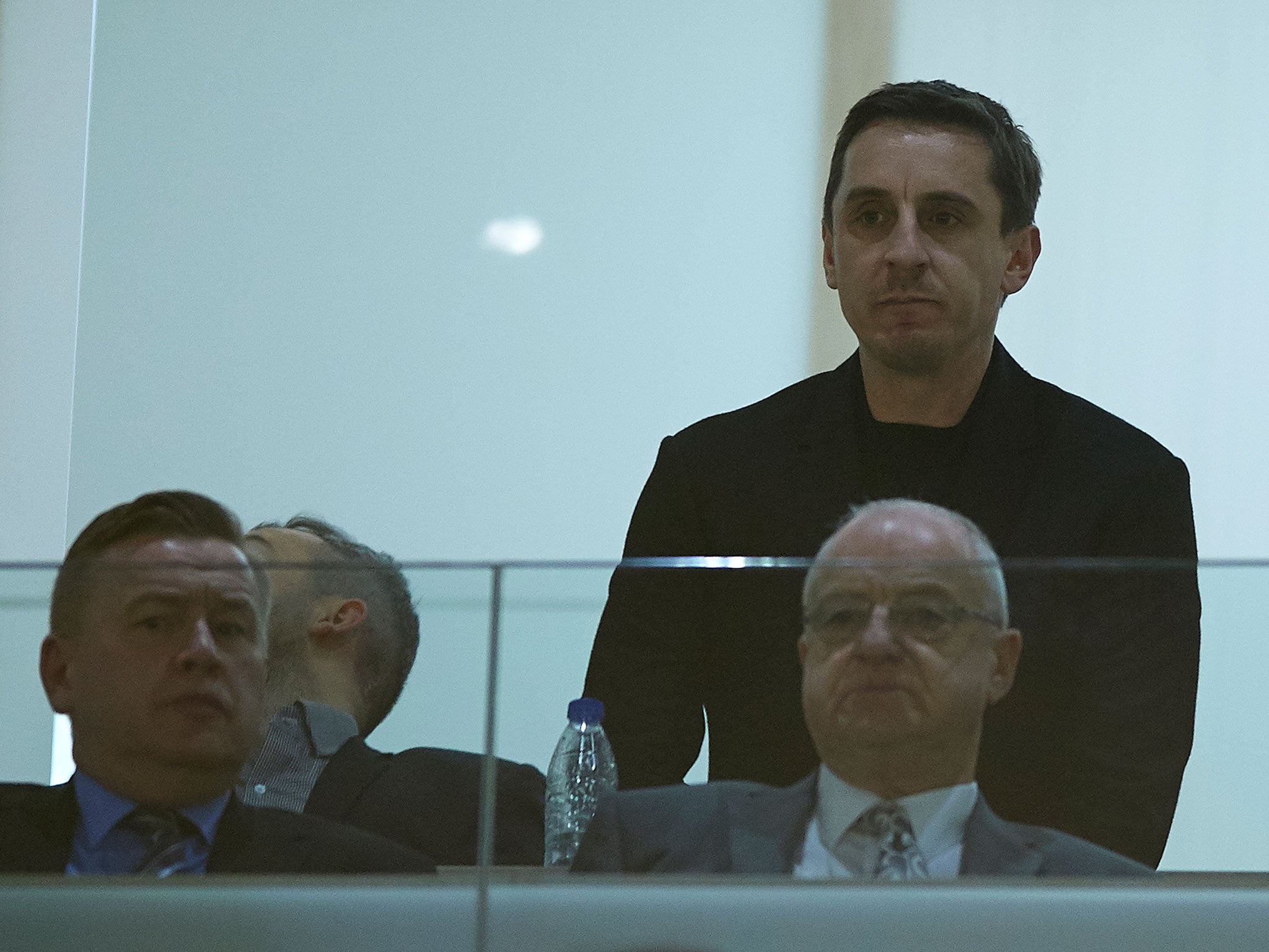 Gary Neville watches Valencia against Barcelona