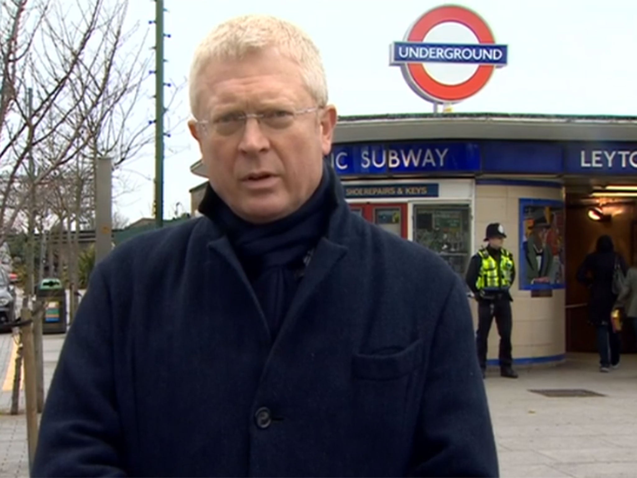 Leytonstone MP John Cryer speaks outside the Tube station where the attack took place