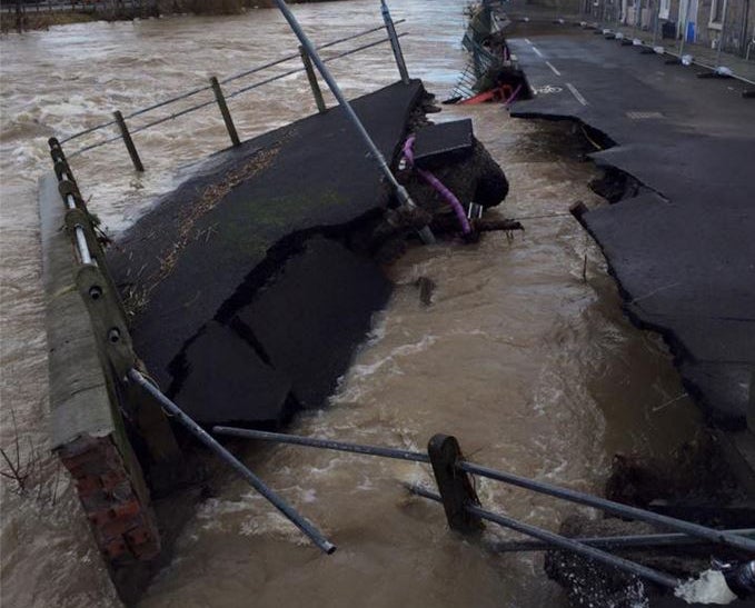 The destroyed street in Hawick