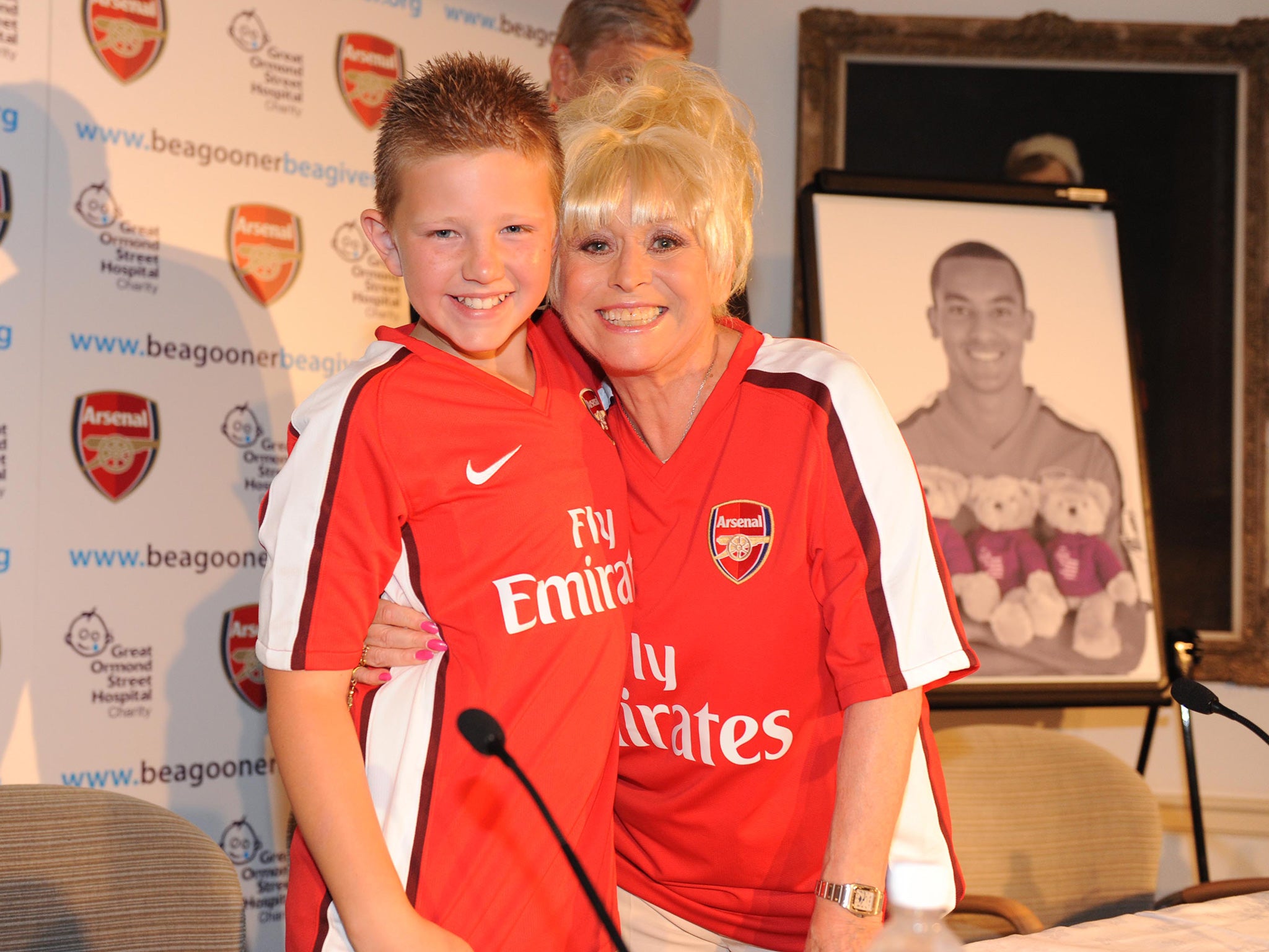 Barbara Windsor photographed when Arsenal football club made GOSH its charity for the 2009-2010 season