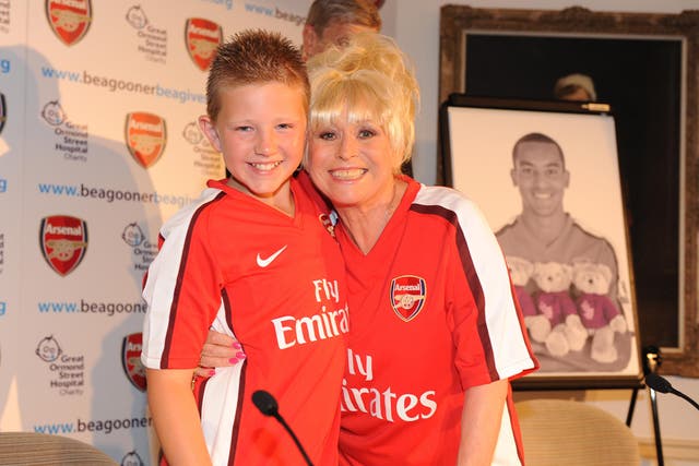 Barbara Windsor photographed when Arsenal football club made GOSH its charity for the 2009-2010 season