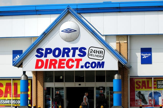 Sports Direct shares plunged 11 per cent or 44.6p to 379.2p