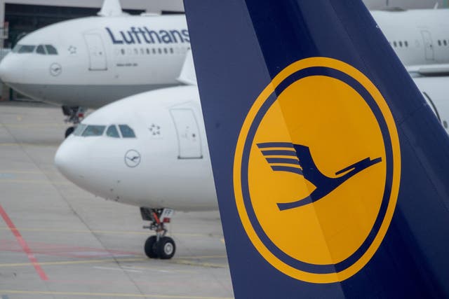 Planes of German airline Lufthansa are being parked
