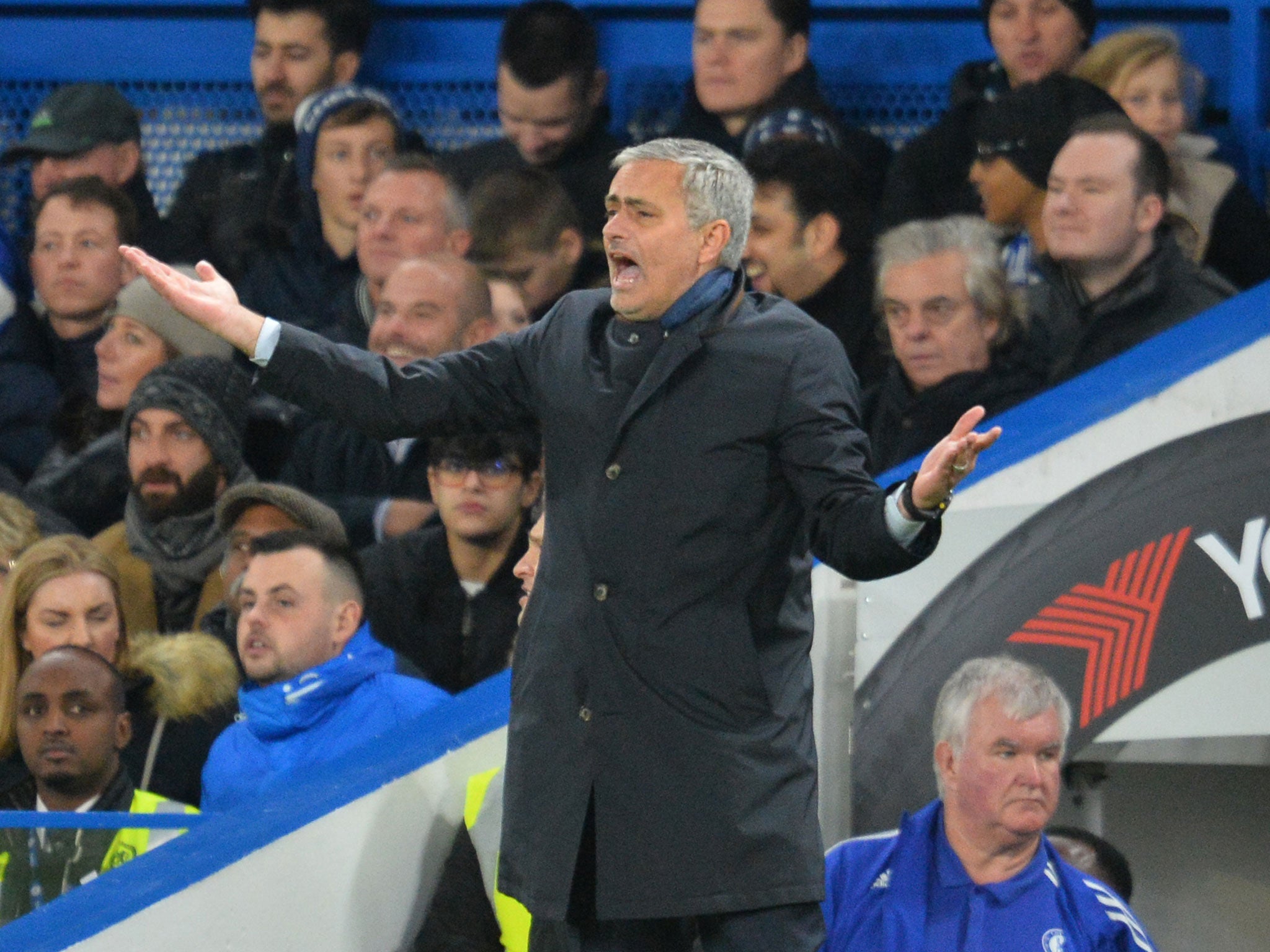 Chelsea manager Jose Mourinho gestures during the defeat by Bournemouth