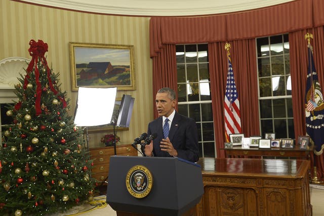 US President Barack Obama speaks to the nation on the terrorist threat during a live address from the Oval Office