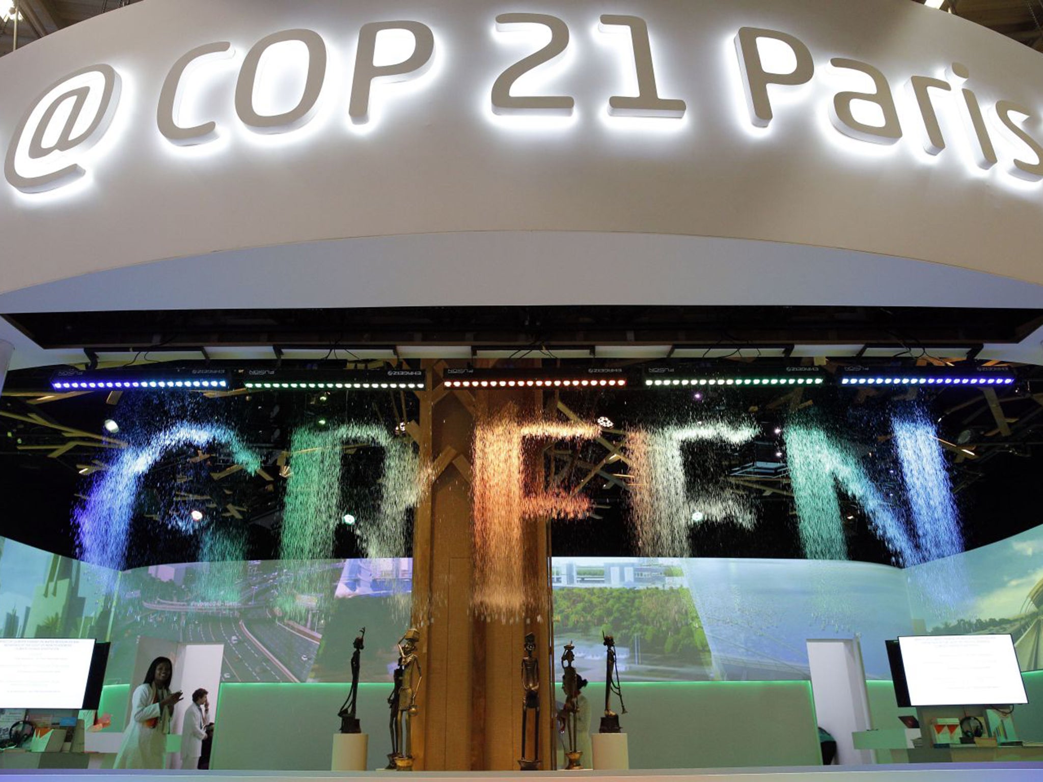 The Indian pavilion at COP 21. India and other developing nations are also expected to increase the amount of coal they burn in the coming years, which is likely to feed in to an overall increase in the growth in global carbon emissions globally
