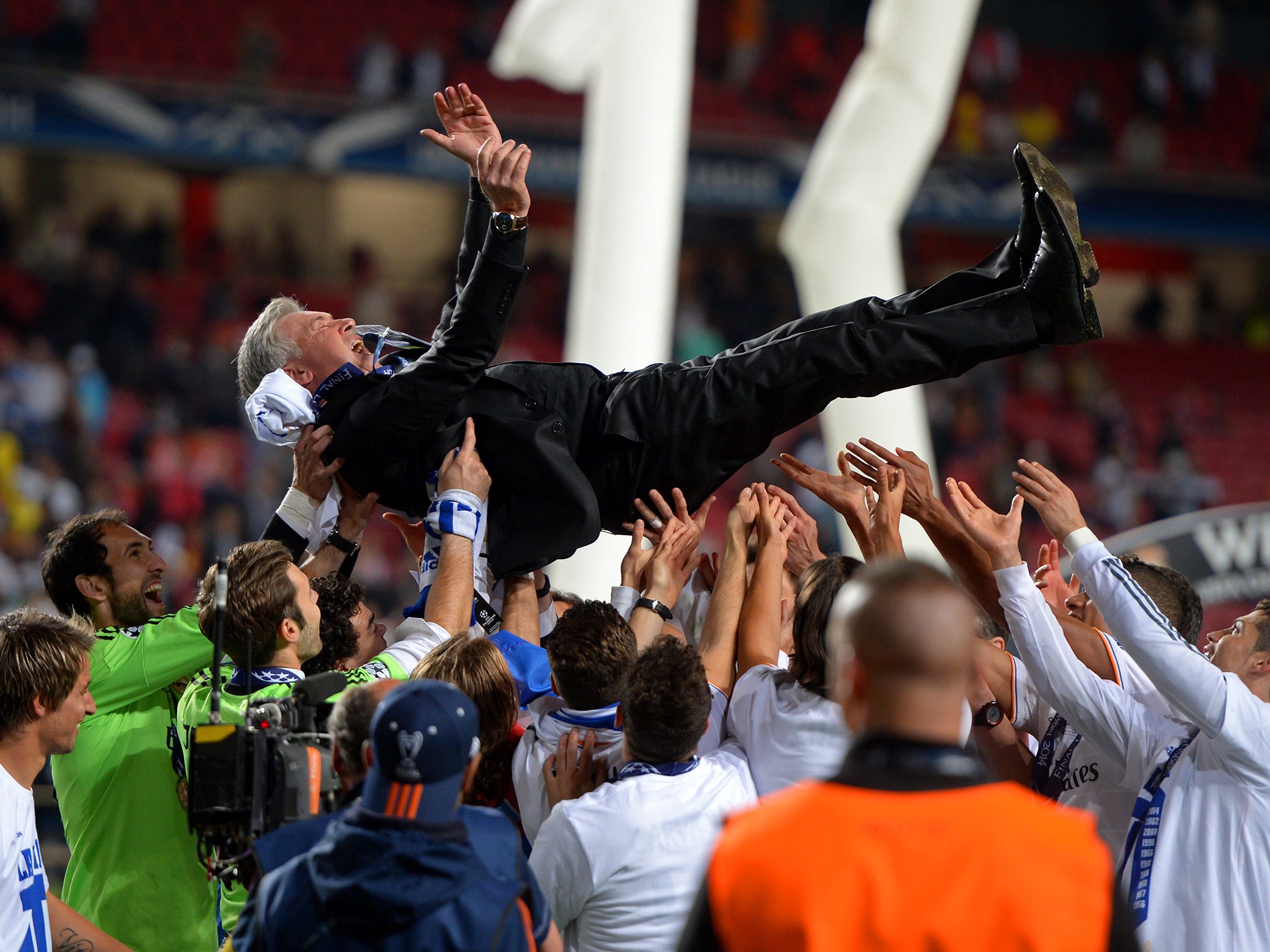 Ancelotti after winning La Decima, his third Champions League win as a manager