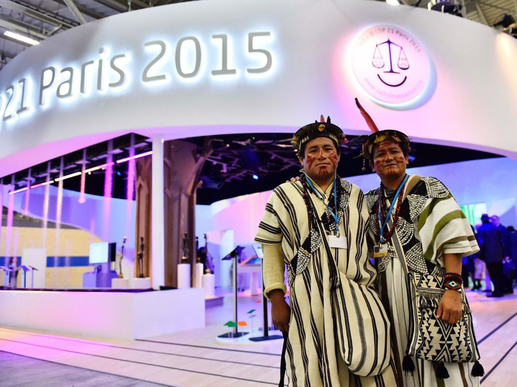 Native American guests at the Paris climate conference