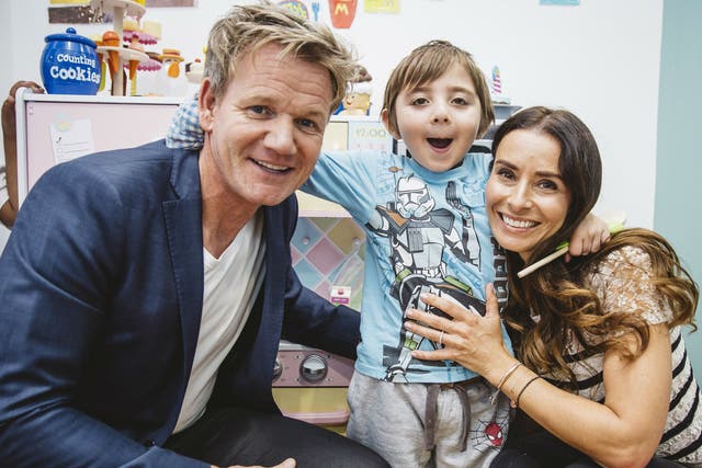 Gordon and Tana Ramsay cook up a storm with Yusuf, 6, a patient at Great Ormond Street Hospital