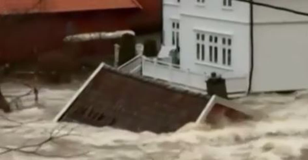 Norway flooding video shows houses swept away following worst storm in