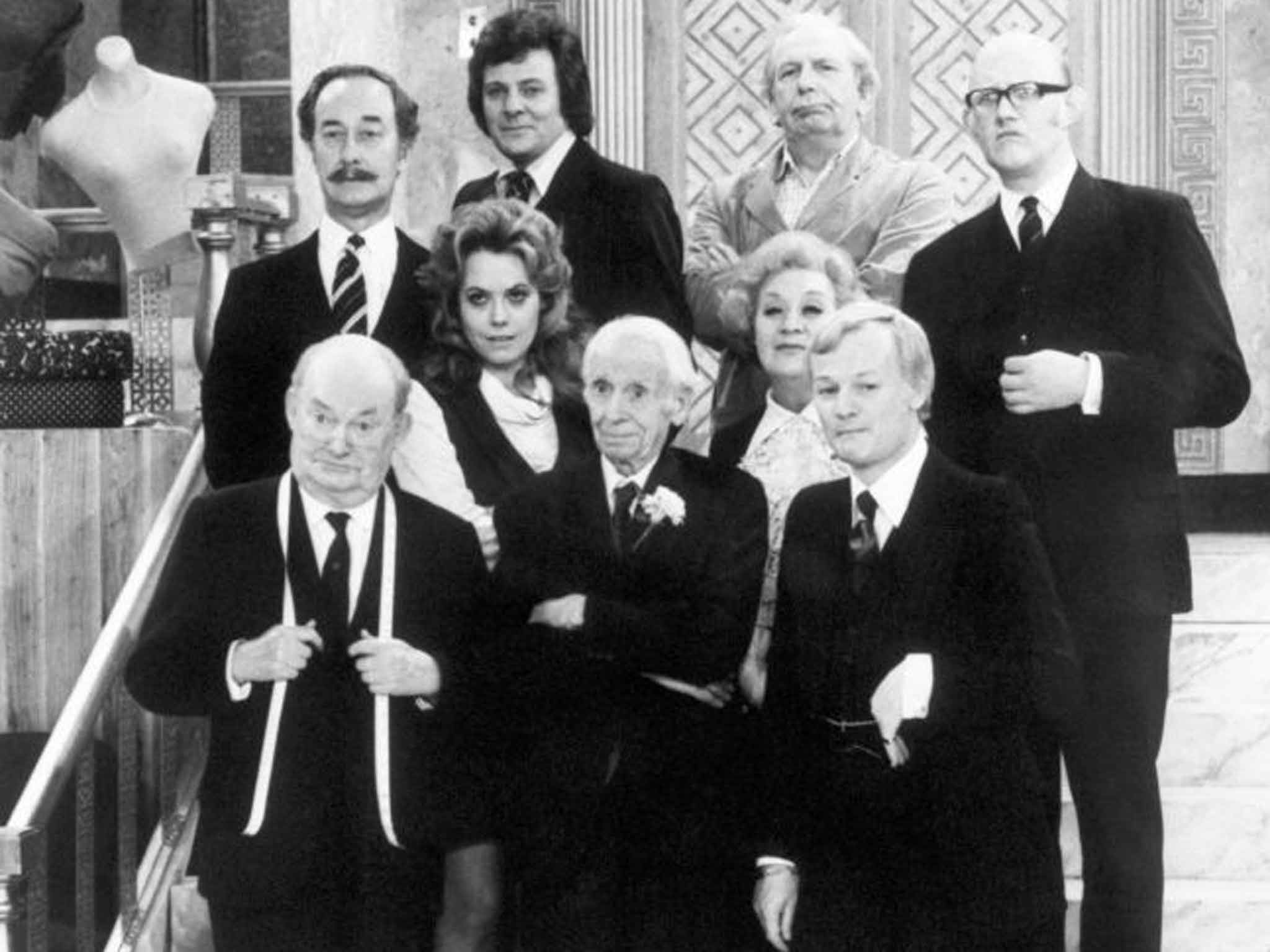 Smith, far right, with the staff of Grace Brothers: he was the last surviving main cast member