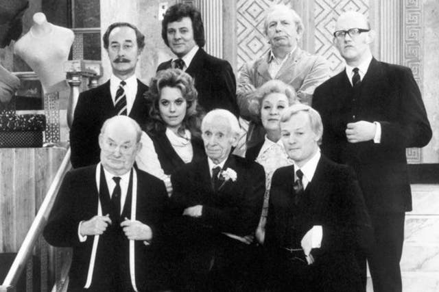 Smith, far right, with the staff of Grace Brothers: he was the last surviving main cast member