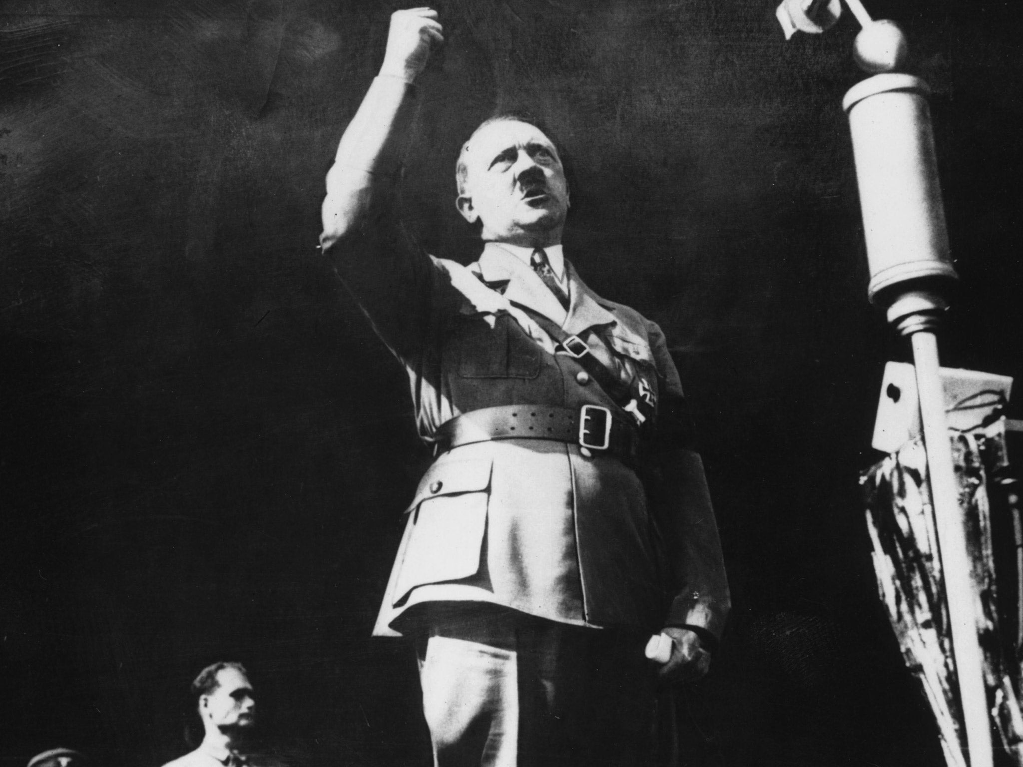 Adolf Hitler addresses a crowd at a rally in 1941