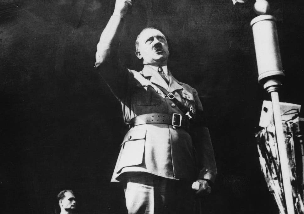 Adolf Hitler addresses a crowd at a rally in 1941