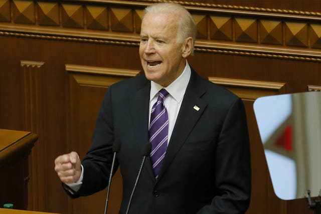 US Vice President Joe Biden addresses the Ukraine parliament in Kiev