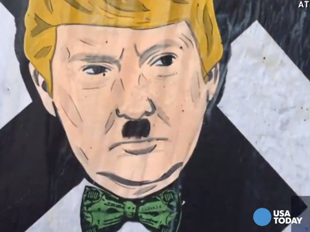 Picture in Atlanta, Georgia comparing Donald Trump to Hitler YouTube