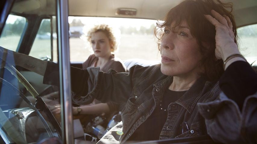 Julia Garner, left, and Lily Tomlin appear in a scene from Grandma