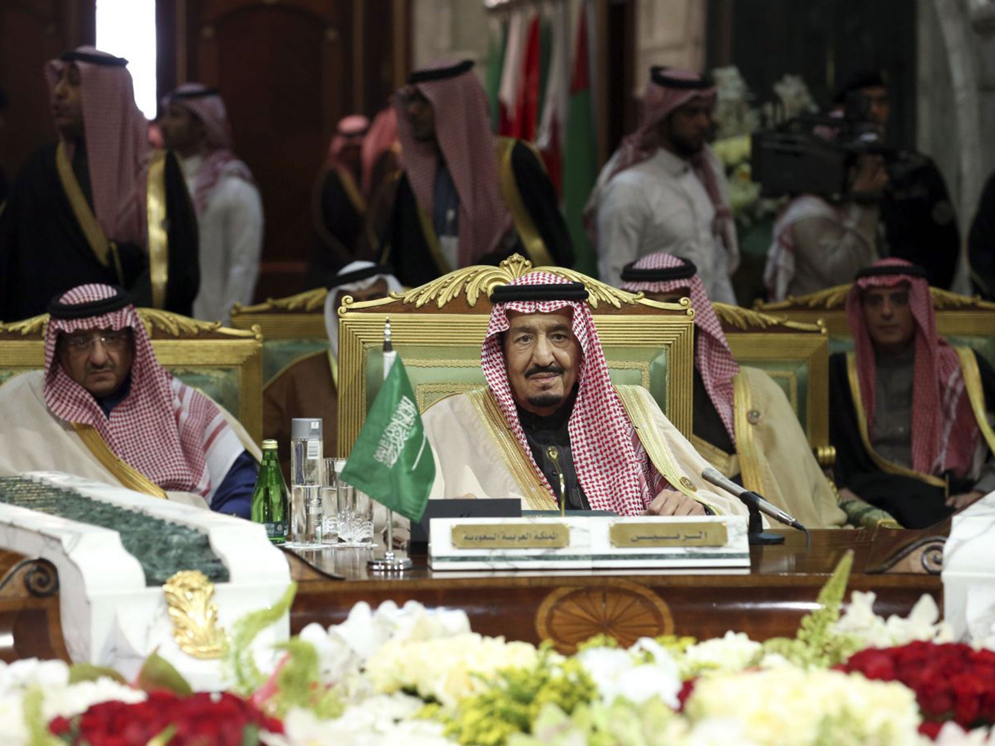 King Salman of Saudi Arabia at the talks in Riyadh