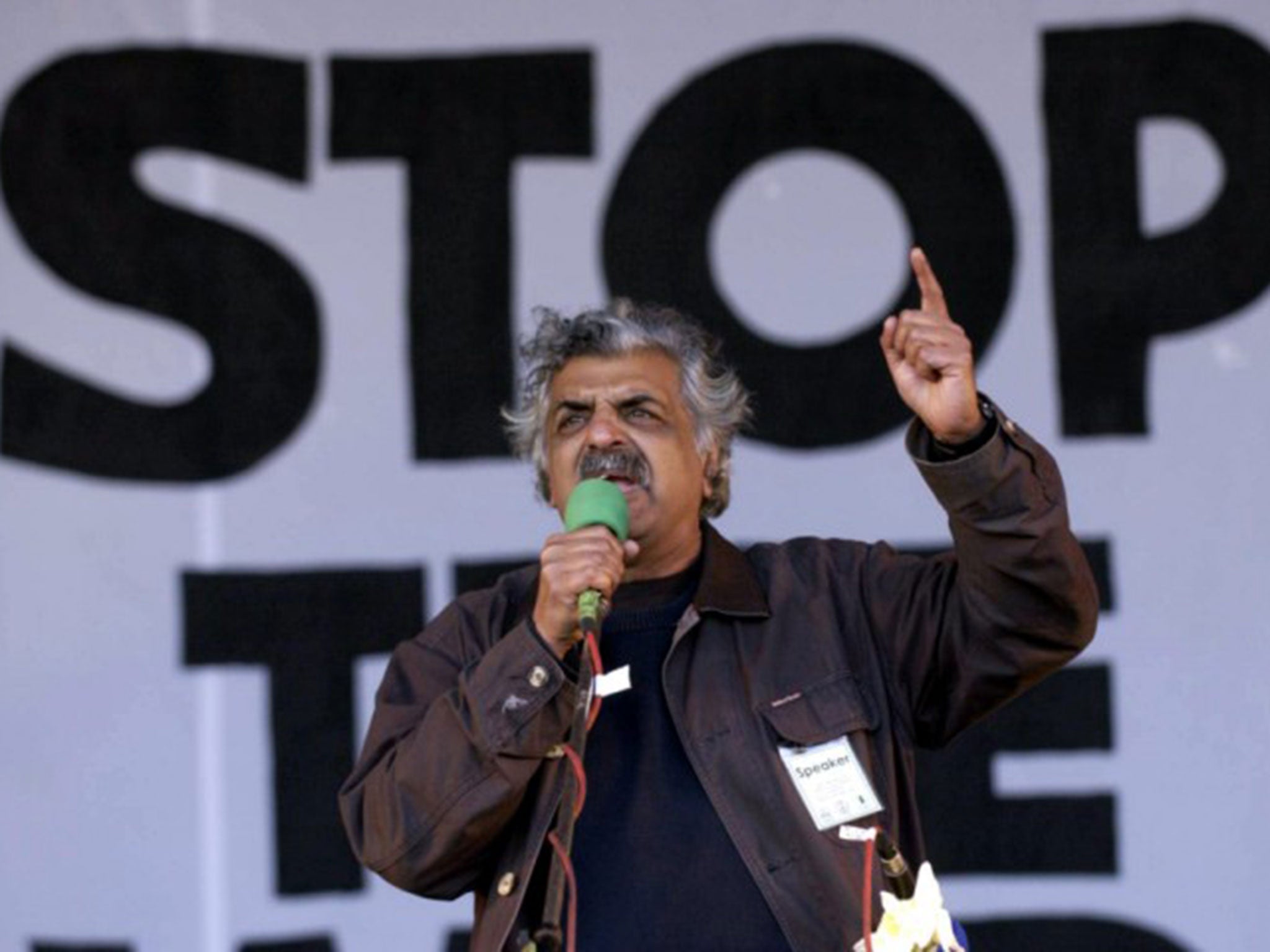 Tariq Ali at the anti-war rally in London in March 2003